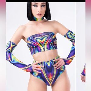 Badinka two piece rave set with gloves